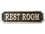 Brass ''Rest Room'' Sign – Solid Cast Brass Wall Plaque | Vintage Rest Room Door Sign | Handmade Bathroom Decor Plate | Polished Finish | Classic Home, Office, Café, Bar, Restaurant Accessory