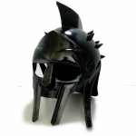 GLADIATOR BLACK HELMET MEDIEVAL ROMAN GREEK SPARTAN ARMOR HELMET