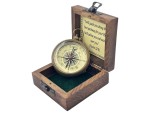 Antique Brass Engraved Compass with Wooden Box | Portable Navigation Compass for Hiking, Camping & Survival | Vintage Nautical Compass Gift for Men, Son, Husband, Birthday or Graduation