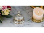 Solid Brass Victorian Service Desk Bell – Vintage Embossed Table Call Bell for Hotel, Office, Reception, Restaurant, and Home Décor – Antique Brass Finish, Loud & Clear Ringing