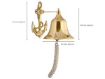 Polished Solid Brass Ship Bell with Rope Pull – Heavy Duty Wall Mount Nautical Bell for Indoor & Outdoor Use, Home Bar, Garden, Patio, Boat, or Marine Decor – Classic Brass Finish