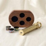FloraLux Brass Kaleidoscope – Etched Floral Optical Toy, Liquid Chambers
