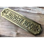 Retro Laundry Room Sign Antique Chic Style Brass Plaque With Screws