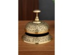 Solid Brass Victorian Service Desk Bell – Vintage Embossed Table Call Bell for Hotel, Office, Reception, Restaurant, and Home Décor – Antique Brass Finish, Loud & Clear Ringing