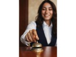 Solid Brass Victorian Service Desk Bell – Vintage Embossed Table Call Bell for Hotel, Office, Reception, Restaurant, and Home Décor – Antique Brass Finish, Loud & Clear Ringing