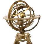 Antique Brass 18 Inches Armillary Globe Sphere Engraved with Compass on Wooden Base Home and Office Decor