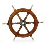 Ship Wheel Ships Steering Wheel Nautical Wheel Wood Wheel Ships Wheel Vintage Nautical Decor Nautical Furniture Nautical Antiques Nautical Art - With Brass Handle (24 Inch)