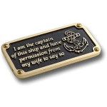 Nautical Themed Gift Plaque Wife’s Permission Boating Or Sailing Brass Sign is A Great Birthday Present