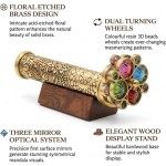 Handcrafted Etched Floral Pattern Lacquered Brass Kaleidoscope Includes Two Separate Turning Wheels-A Unique Gift to My Son, Grandson, Daughter. (6.5\