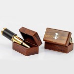 Miniature Beautiful Handcrafted Handheld Brass Telescope with Rosewood Box - Pirate Navigation Gifts (6 Inches, Polished Brass) 