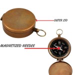 Antique Brass Pocket Compass with Hinged Lid Used for camping, hiking, tracking compass