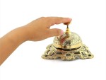 Solid Brass Classic Office Desk Bell with Traditional Artwork | Vintage Handcrafted Call Bell for Hotel, Reception, Office & Home Décor | Loud Clear Ring |