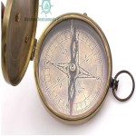 Solid Brass Sundial Compass with Leather Case/Vintage Burnished Brass Compass with Leather Box/Directional Magnetic Compass for Navigation/Sundial Pocket Compass for Camping, Hiking, Touring …