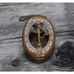  Antique Nautical Vintage Directional Magnetic Sundial Clock Pocket Marine Compass Essential Baptism Gifts with Wooden Case + Chain for Loved Ones, Son, Partner, Spouse, Fiancé 3&amp;amp;amp;amp;quot;