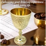 Exquisite 6 Gold-Plated Decorative Goblet with Ornate Detailing and Deluxe Blue Velvet Box - Ideal for Gifting, Home Décor, and Ceremonial Use, Medium, Golden, Gobelt-420