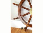 36" Wooden Ship Steering Wheel | Large Nautical Captain’s Wheel | Pirate Ship Decor | Rustic Coastal Wall Hanging | Handmade Boat Helm | Maritime Beach House Wall Art | Ocean Lover Gift