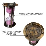 Antique Brass 3 inches Sand Timer Hour Glass Pink Sand (1 Minutes) Sand Timer Office decor