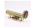 Handmade Brass Spiral Kaleidoscope with Interchangeable Resin Wheels & Wooden Display Stand – Vintage Optical Art Toy, Collectible for Adults, Unique Gift for Collectors & Home Décor