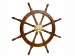 36" Wooden Ship Steering Wheel | Large Nautical Captain’s Wheel | Pirate Ship Decor | Rustic Coastal Wall Hanging | Handmade Boat Helm | Maritime Beach House Wall Art | Ocean Lover Gift
