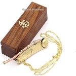 Solid Brass and Copper Boatswain (Bosun) Whistle with Rosewood Box