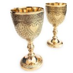 6x Vintage Chalice Goblet | Royal Brass Wine Cups of King Arthur - Renaissance Medieval Goblet Gifts for Communion Cups, Christmas Pack of 6 wine cups Games of Throne