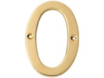 4" Brass House Hotel Door Number Plaque Numeric Digit (0 Zero) | Solid Cast Brass Address Sign | Vintage Wall Plate Decor