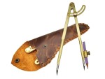 8-Inch Brass Pencil Marking Compass with Leather Cover – Heavy-Duty Scriber and Divider for Woodworking, Metalwork, Drafting & Map Plotting – Precision Wing Compass for Drawing Circles & Layout Marking
