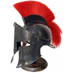 Great king Leonidas spartan Helmet 300 movie fully functional medieval replica wearable Black helmet with inner leather liner Wooden stand