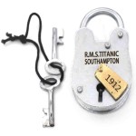 Iron RMS Titanic Model Padlock, Iron Jailer Lock and Keys, Addition to Pirate, Medieval and Western Collections, Antique Fully Functioning Cast Iron Lock, 3.5 Inches (Large with Brass Riveted)