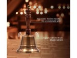 Premium Solid Brass Service Bell Handheld Loud Call Bell with Wooden Handle for Church Restaurant Hotel Reception Office Event Holiday Use Brass Finish