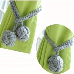 2pcs Braided Drapery Tiebacks Curtain Holdbacks Hand Knitting with Double Ball Cotton Rope Tassel - Gray