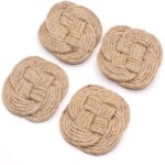 Jute Rope Coaster Set, Nautical Gift, Beach Decor, Surface-Protecting, Vintage Woven Coasters for Table Care, Absorbs Moisture Well, Set of 4