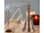 Premium Solid Brass Service Bell Handheld Loud Call Bell with Wooden Handle for Church Restaurant Hotel Reception Office Event Holiday Use Brass Finish