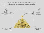 Solid Brass Classic Office Desk Bell with Traditional Artwork | Vintage Handcrafted Call Bell for Hotel, Reception, Office & Home Décor | Loud Clear Ring |