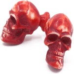  Skull Decorative Resin Dresser Knob for Furniture, Chest of Drawres, Cupboard, Nursery Drawer and Cabinet Pull, Sideboards and Wardrobes (Pack of 12, Red)