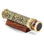 Handcrafted Etched Lacquered Brass Kaleidoscope with Oil Object Chamber – Classic Optical Collectible & Unique Gift for Someone Special