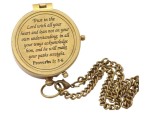 Trust in The Lord, Proverbs 3:5-6 | Solid Brass Engraved Compass with Leather Case | Christian Gifts for Men, Boys & Girls | Baptism, First Communion, Confirmation, Inspirational Faith Gift