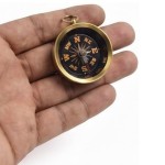 Brass Compass Keychain, Vintage-Style Nautical Pocket Compass Key Ring with Metal Chain and Clip, Mini Navigation Keychain for Sailors, Travelers & Collectors