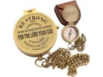 Be Strong and Courageous, Joshua 1:9 – Solid Brass Engraved Compass with Leather Case | Christian Gift for Baptism, First Communion, Confirmation, Graduation | Inspirational Religious Gift for Boys, Girls & Men