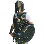 Medieval King Roman 300 Muscle Armor Cuirass Spartan Helmet with Muscle Jacket